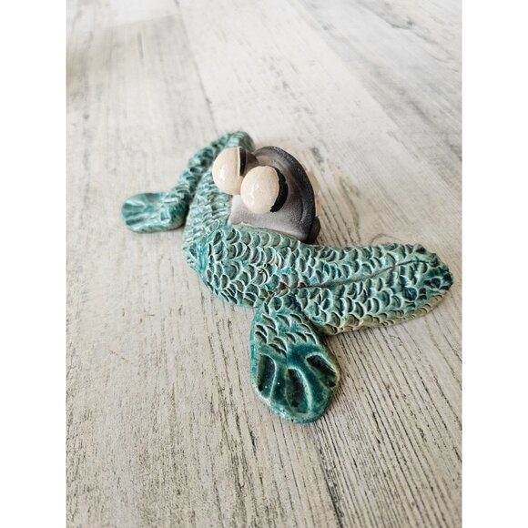 S Harris toad frog funny unique ceramic artist signed décor - Picture 4 of 7